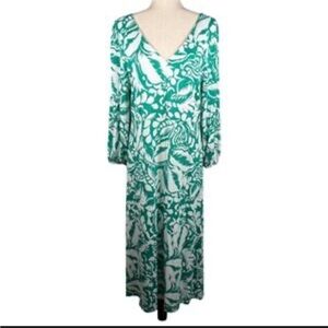 Soft Surroundings Teal and White Long Sleeve Dress